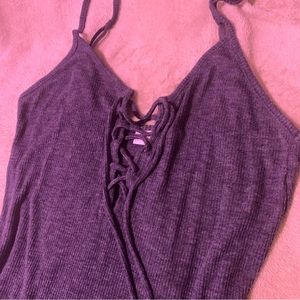 Lace Up Bodysuit Dark Heather Grey